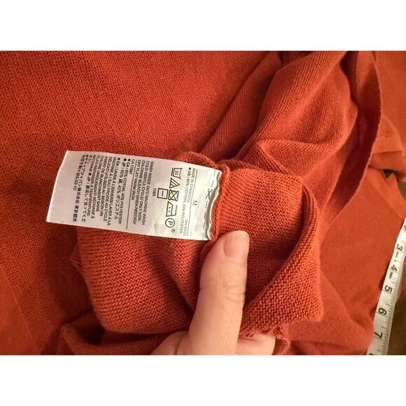 Banana Republic Women's Rust Orange V-Neck Cotton Knit Sweater Blouse Medium - Picture 6 of 8